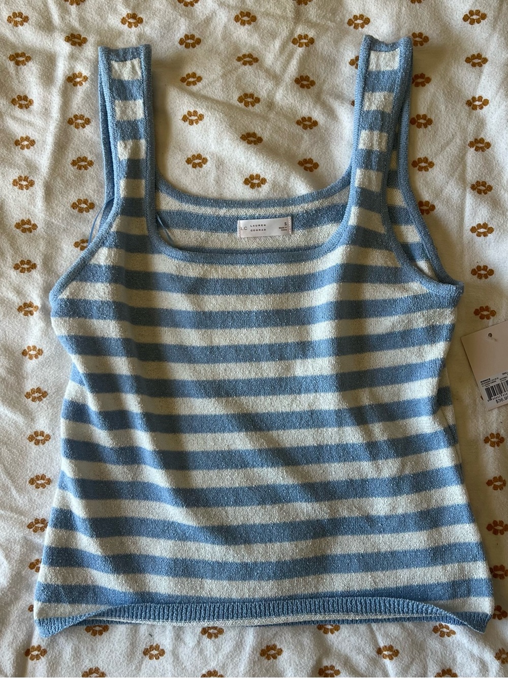 LC Lauren Conrad Blue and White Striped Tank Top